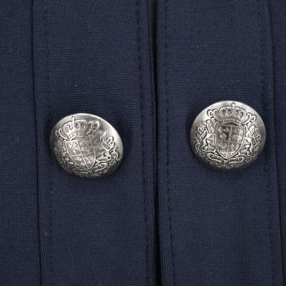 Lane Bryant Jacket Womens 16 Navy Blue Hook Eye Stretch Knit Silver Buttons - Picture 10 of 16